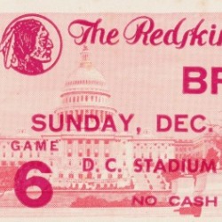 1968 Cleveland Browns vs. Washington Redskins Ticket Art